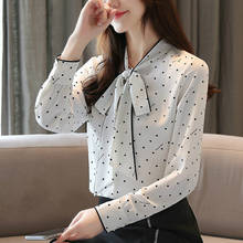 long sleeve dot bow collar summer women's shirt blouse for women blusas womens tops and blouses chiffon shirts top 2024 - buy cheap