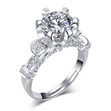 Kinel luxo 1ct zircon anéis de casamento para as mulheres moda prata cor cristal flor anel aberto noivado jóias atacado 2024 - compre barato