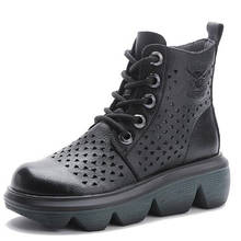 Botas de nieve clásicas y Retro para mujer, botines de piel de vaca con costura de Color a juego, con cuñas de suela gruesa, invierno, 100% 2024 - compra barato