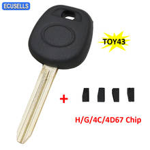 Дистанционный Автомобильный ключ, транспондер, ключ зажигания H/G/4C/4D67, чип для Toyota Camry Avalon 4runner Highlander Solara Sienna Yaris TOY43 2024 - купить недорого