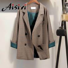Aisiyi-Blazer holgado de manga larga para mujer, chaqueta Retro de alta calidad, traje pequeño, elegante, 2019 2024 - compra barato