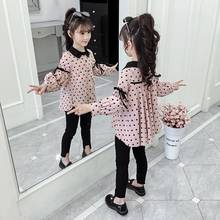 Spring Autumn Kid Baby Girl Sweet Shirts Girl Dot Long Puff Sleeve Blouse Tops Teenage Girl Fashion Tops Children's Clothing A07 2024 - buy cheap