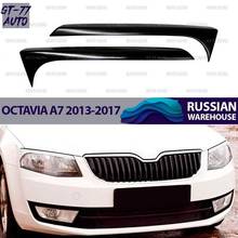 Funda con forro de cejas para faros delanteros, para Skoda Octavia A7 2013-2017 cilios, almohadillas, 1 juego/2 piezas, material exterior, plástico ABS, estilismo 2024 - compra barato