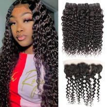 Water Wave Bundles With Frontal Transparent Lace 13x4 Closure Natural Color 10-30inch Remy Human Hair weave Extension MOGUL HAIR 2024 - buy cheap