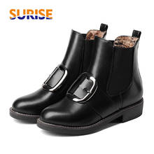 British Women Chelsea Boots Black White PU Low Square Heels Casual Office Preppy Lady Round Toe Metal Buckle Vintage Ankle Boots 2024 - buy cheap