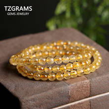 Natural Crystal Citrine Bracelet for Women 3 Circles 6mm Crystal Bracelet Lucky Beads Bracelet 2024 - buy cheap