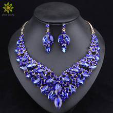 Fashion Crystal Bridal Jewelry Sets Party Costume Accessories Wedding Necklace Earring Set  for Brides Women 5Colors 2024 - buy cheap