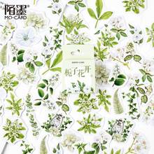 40packs wholesale Box fresh hand account plant stickers Gardenia blossom Mini packing Packaged Stickers 4CM 2024 - buy cheap