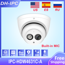 Dahua IPC-HDW4631C-A 6MP HD POE Network Mini Dome IP Camera Metal Case Built-in MIC CCTV Camera 30M IR Dahua IK10 HDW4631C-A 2024 - купить недорого