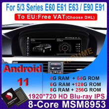 Android 11 snapdragon 6 + 128g carro multimídia player gps rádio para bmw série 5 e60 e61 e62 e63 3 série e90 e91 ccc cic 2024 - compre barato