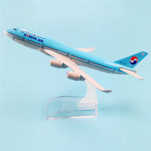 16cm Metal Alloy Plane  Korean Air Airlines Boeing 747 B747 400 Airways Airplane Model w Stand Aircraft  Gift 2024 - buy cheap