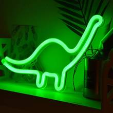 Animal dinossauro forma design néon sinal de luz sala decorações parede led night light casa ornamento festa decoração do feriado crianças presente 2024 - compre barato