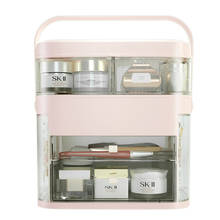 Светодиодный зеркальный косметический Органайзер, портативный ящик для хранения косметики, шкатулка для украшений, большой контейнер для косметики и помады, чехол для хранения в ванной комнате 2024 - купить недорого