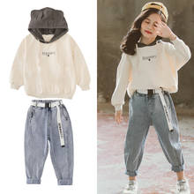 Fashion Girls Fall Outfits Hooded Sweatshirt & Jeans 2pcs Sets Child Boutique Clothing  10 12 Year Teen Clothes set Spring 2020 2024 - buy cheap