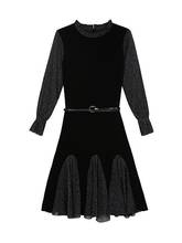Women Slim Velvet Dress Fashion Bright Silk Stitching Long Sleeve Vintag Dresses Party Vestidos De Women Clothing  M-4XL 2024 - buy cheap