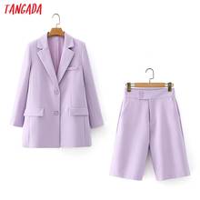 Tangada-Conjunto de traje para mujer, blazer informal de lavanda, conjunto de 2 piezas, chaqueta femenina, pantalones cortos, DA105, 2021 2024 - compra barato