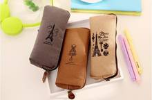 1pcs/lot Eiffel Tower French style Pencil Case Material Escolar Personal Office Estojo Escolar Stationery Cases Zipper Bag 2024 - buy cheap