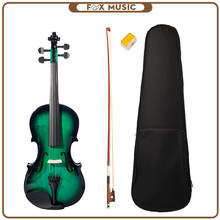 Conjunto de violín acústico con gradiente verde y negro, conjunto de Violín con arco de madera maciza, funda de lona y colofonia, 1/8, 1/4, 1/2, 3/4, 4/4 2024 - compra barato