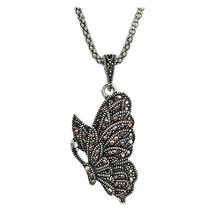 Ajojewel Vintage Black Rhinestone Butterfly Pendant Necklace Retro Jewelry for Women Clavicle Chain Necklaces 2024 - buy cheap