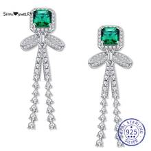 Shipei vintage 925 prata esterlina asscher esmeralda criado moissanite diamantes pedra preciosa casamento jóias finas brincos de noivado 2024 - compre barato