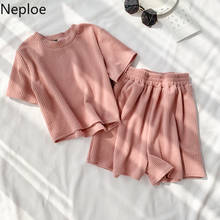 Neploe 3 Piece Sets New 2022 Summer Tank Crop Tops + O Neck Short Sleeve T Shirts+Elastic Waist Wide Leg Shorts Summer Suits 2024 - buy cheap