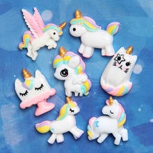 10pcs/lot Kawaii Cartoon Unicorn Horse Resin Flatback Cabochons Scrapbooking DIY For Phone Decoration Supplies Embellishment 2024 - buy cheap