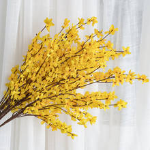 Flores amarillas de jazmín de invierno, orquídea falsa, flor Artificial de seda de plástico para decoración Floral de fiesta de boda en casa 2024 - compra barato