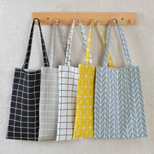 Canvas Tote Bag Eco Shopping Bag Daily Use Foldable Handbag Large Capacity Plaid Canvas Tote for Women Female Shopper Bag 2024 - buy cheap