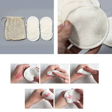 Bolsa de algodón reutilizable y almohadillas para quitar el maquillaje, removedor Facial de fibra de bambú, cuidado de la piel, almohadillas de enfermería, limpieza de la piel, 12 Uds. 2024 - compra barato