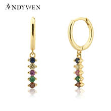 Andywen 925 prata esterlina ouro 4 zircão linha gota brinco claro arco-íris piercing luxo cristal pendiente jóias para mulher 2024 - compre barato