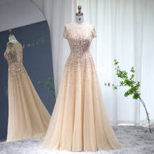 Sharon Said Luxury Dubai Gold Evening Dress 2022 Sparkly Silver Long Prom Formal Dresses Elegant Women Wedding Party Gown SS115 2024 - buy cheap