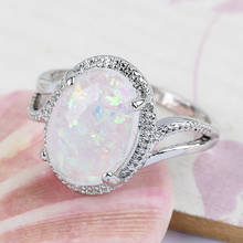 Classic Colored Opal Oval Wedding Ring For Women Minimalist Silver Color Engagement  Rings  Female  Band Gift 2024 - buy cheap
