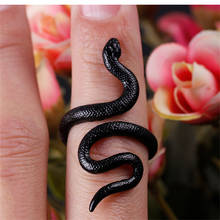 Rings for Men Women Punk Goth Snake Ring Exaggerated Black Plated Gothic Adjustable Party Gift Jewelry Mujer Bijoux 2024 - купить недорого