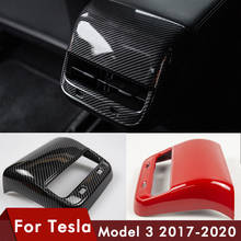 Cubierta de salida de ventilación trasera de coche, embellecedor de fibra de carbono ABS para Tesla modelo 3, modelo Y, accesorios, decoración Interior del coche, 2017-2021 2024 - compra barato