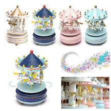 Hot 4 Horses Merry-go-round Music Box Musical Carousel Kids Toy  Horse Wooden Carousel Music Box Birthday Gift 2024 - buy cheap