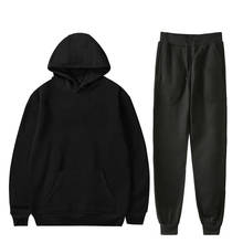 Men Sets Hoodie+Pants Two-Pieces Casual Solid Color SweatSuit Men Fashion Sportswear Brand Set Tracksuit Male 2024 - buy cheap