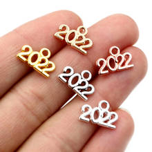 50pcs/Lot Year Number 2022 Pendant Charms DIY Jewelry Making Jewelry Finding Antique Silver Plated Rose Gold Color 9x14mm 2024 - buy cheap