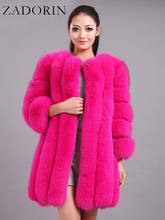 ZADORIN S-4XL Winter Luxury Faux Fox Fur Coat Slim Long Pink Red Blue Faux Fur Jacket Women Fake Fur Coats Manteau Fourrure 2024 - buy cheap