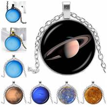 2020 New Universe Planet 3 Color Necklace Glass Convex Round Personality Nine Stars Pendant Necklace Gift Wholesale 2024 - buy cheap