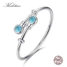 Kaletine 100% 925 Sterling Silver Snake Chain Bracelet & Bangle Pave Small Ball Blue Cubic Zirconia Open Jewelry Gifts for Women 2024 - buy cheap