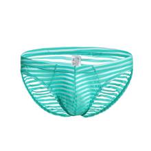 1 Uds. Ropa interior transparente Sexy a rayas para hombre, bragas de tiro bajo, ropa interior elástica, bolsa para pene, Bikinis Sissy 2024 - compra barato