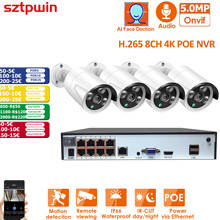 Sistema de cámaras de seguridad para exteriores, Kit de grabación de Audio Rj45, cámara IP de 3mp, 4mp, 5MP, impermeable, vídeo de vigilancia CCTV, H.265 + 8CH 2024 - compra barato
