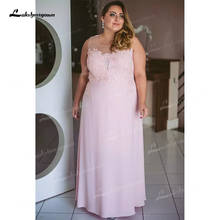 Rosa mãe dos vestidos de noiva plus size sem mangas rendas chiffon vestidos de festa à noite até o chão mãe do noivo formal 2022 2024 - compre barato