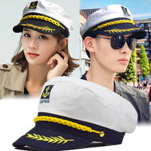 Vintage White Adjustable Skipper Sailors Navy Captain Boating Military Hat Marine Skipper Cap Adult Party Fancy Dress Unisex Hat 2024 - buy cheap