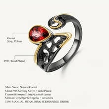 Женское кольцо gemb's BALLET, регулируемое кольцо из серебра 925 пробы с натуральным гранатом 1,05ct, оригинальные кольца с драгоценными камнями ручной работы 2022 - купить недорого