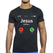 Jesus t camisa engraçado jesus chamando aceitar ou recusar interessante design impresso camiseta masculina algodão manga curta streetwear 2024 - compre barato