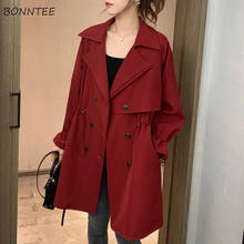 Trench Coat Women Solid Design Retro 3XL Adjustable Waist Leisure Elegant Korean Fashion Long Autumn Outwear All-match Chic Lady 2024 - buy cheap