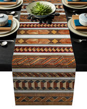 Wood Grain Retro Geometric Linen Cotton Table Runner Wedding Party Table Runners Dining Room Restaurant Table Gadget 2024 - buy cheap