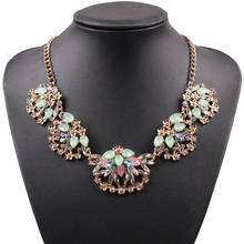 New Arrival Design Fashion Crystal Necklace Gold Color Chain Flower Statement Necklace for Girls Jewelry Wholesale 2024 - buy cheap