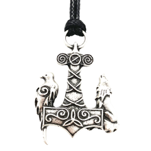 Nostalgia Thor Hammer Mjolnir Pendant Trinity Viking Wolf And Odin Raven Amulets And Talismans Pendants Necklaces For Women Men 2024 - buy cheap